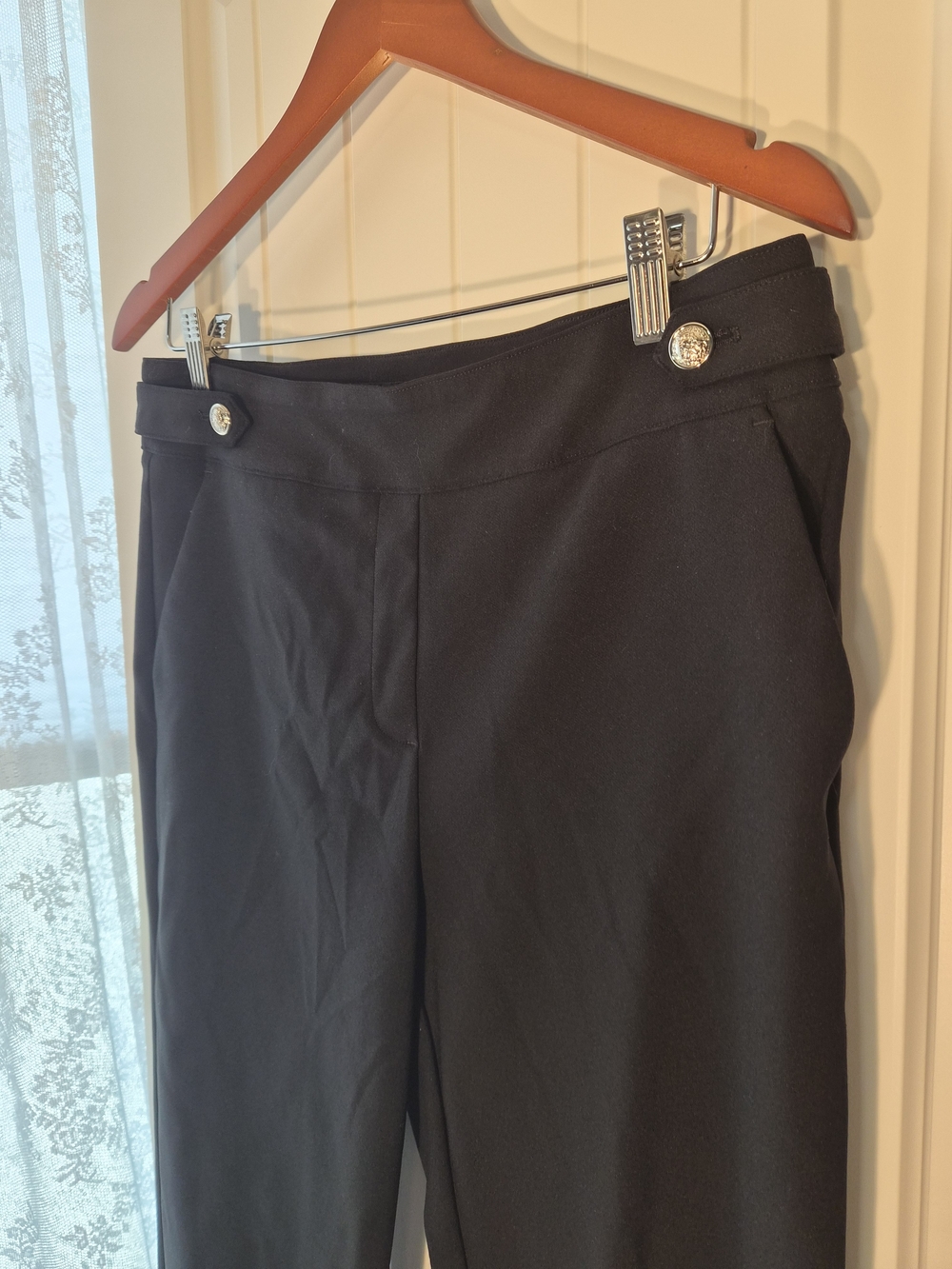 Rachel Zoe Black Trousers with Silver Buttons Sz 10
